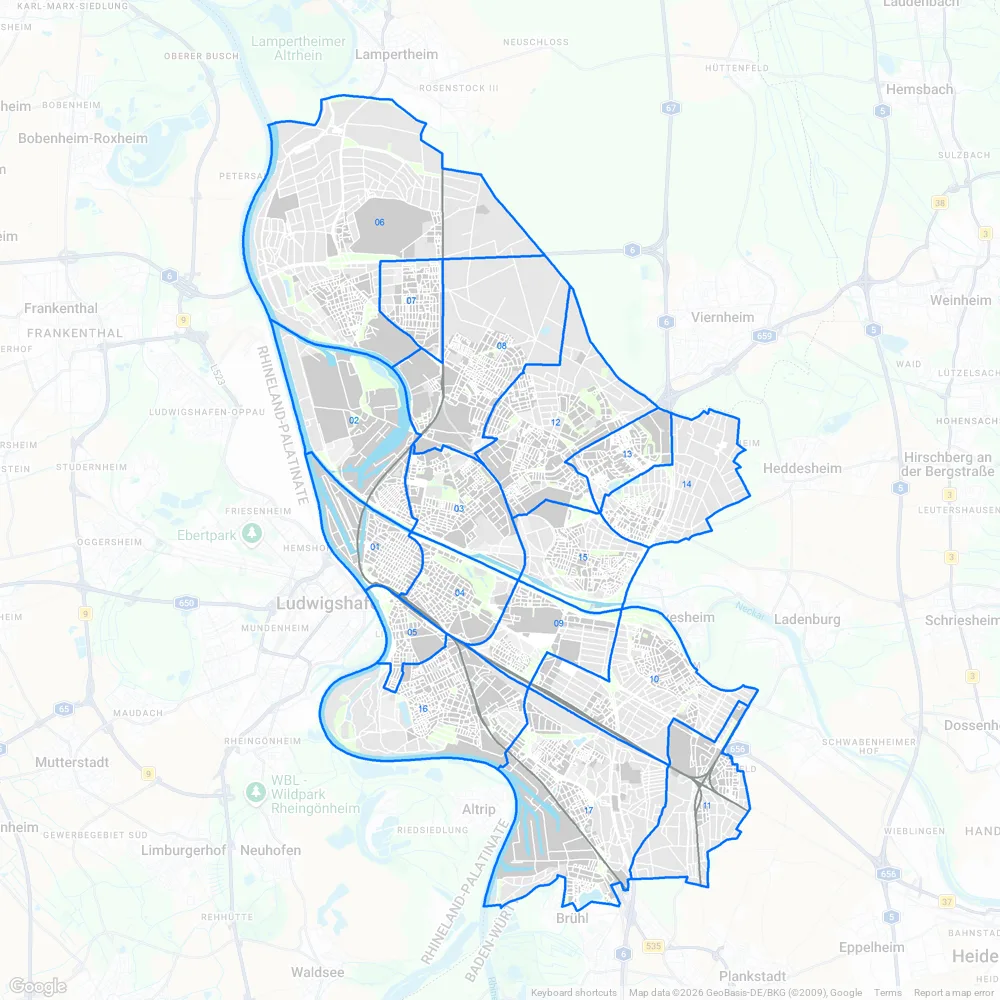 Karte der Mannheimer Stadtteile